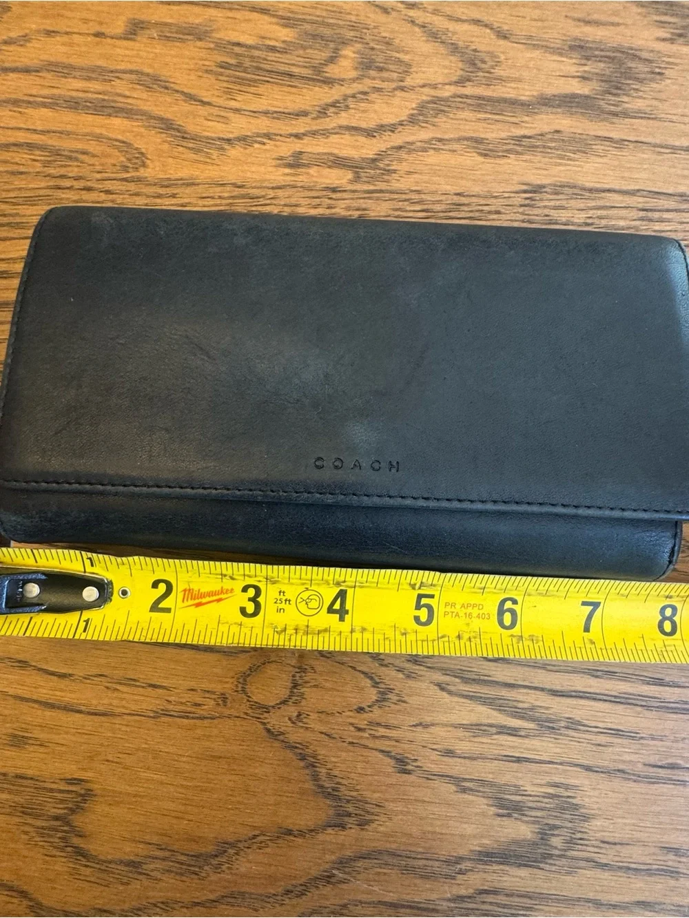 Coach Legacy Black Navy Vintage Trifold Wallet Checkbook Pocket Zip Continental